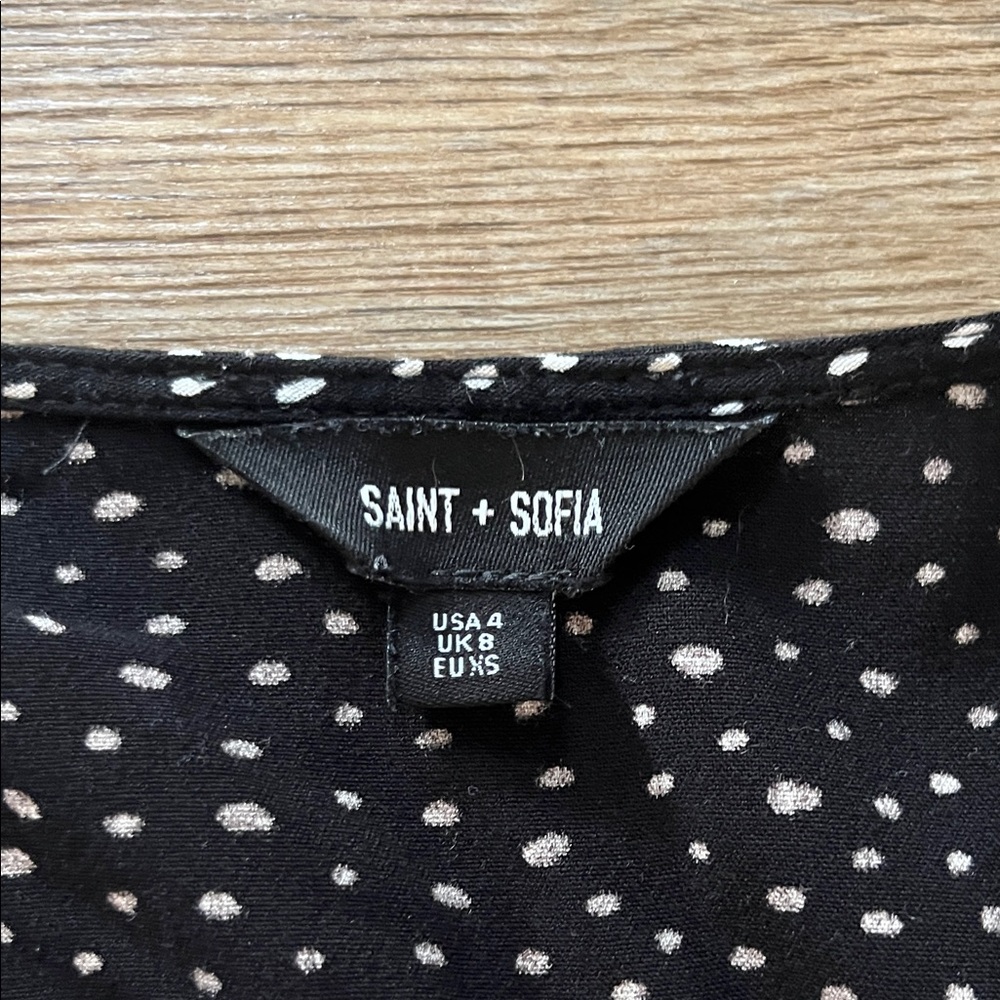 saint+sofia Black and White Dotted Midi Dress - Picture 2 of 5